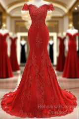 Off The Shoulder Embroidered Floral And Beads In Lace Mermaid Evening Gown Semi Formal Prom Dress