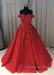 Off The Shoulder Lace Red Semi Formal Prom Dresses A Line Sequin Evening Gowns