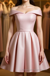 Off The Shoulder Pink Homecoming Dresses Short Semi Formal Prom Dresses, Off Shoulder Graduation Dresses, Formal Dresses, Evening Dresses