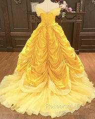 Off The Shoulder Taffeta Ball Gown Quinceanera Dresses Yellow