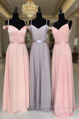 Off The Shoulder V-Neck Chiffon Bridesmaid Dresses Floor Length
