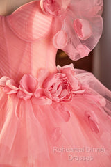 Pink Spaghetti Strap Tulle Long Semi Formal Prom Dress, Beautiful A-Line Formal Sweet 16 Dress