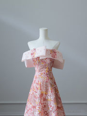 Pretty A Line Off The Shoulder Sequin Pink Floor Length Evening Dress Prom Dresses