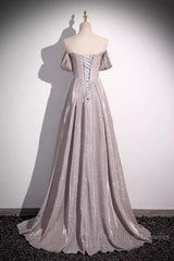 Pretty A Line Square Neckline Sleeveless Long Evening Party Dress Pink Semi Formal Prom Dresses