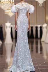 Pretty Mermaid Off The Shoulder Sequin Long Evening Party Dress Semi Formal Prom Dresses