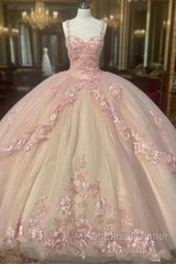 Princess Pink Quinceanera Dresses Lace Appliques Sweet 15 Party Semi Formal Prom Ball Gown
