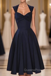 Vintage Simple Short Navy Blue Elegant Handmade Homecoing Homecoming Dress