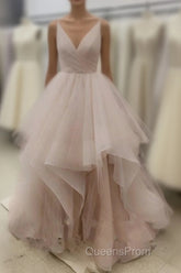 Gorgeous A Line V Neck Spaghetti Straps Long 2024 Pink White Champagne Wedding Dress