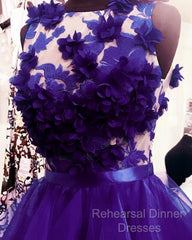 Purple Ruffles Homecoming Dress With 3D Flowers