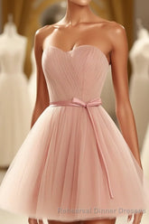 Cute Sweetheart Neck Tulle Short Semi Formal Prom Dress, Bridesmaid Dress