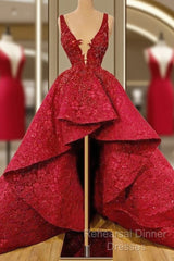 Red Lace Semi Formal Prom Dresses Elegant Cocktail Dresses Party Sexy Celebrity Dress