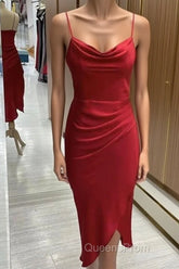 Red Satin Slip Bridesmaid Dress