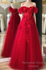 Red Tulle Corset Dress With 3D Lace Flowers