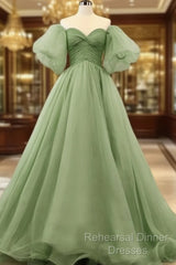Removable Sleeve Ball Gown Sage Dress