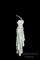 Retro Mermaid Halter Satin High Low Evening Dress Semi Formal Prom Dresses