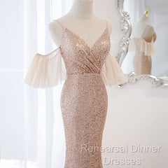 Sequins And Tulle Mermaid Long Party Dress Semi Formal Prom Dress, Off Shoulder Formal Dresses