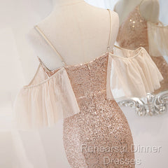 Sequins And Tulle Mermaid Long Party Dress Semi Formal Prom Dress, Off Shoulder Formal Dresses