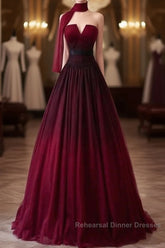 Sexy Ball Gown Strapless Long Burgundy Semi Formal Prom Dress Evening Dresses