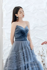 Sexy Ball Gown Sweetheart Neckline Gray Tulle Evening Dress Semi Formal Prom Dresses