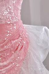 Sexy High Low Off The Shoulder Pink Velvet Semi Formal Prom Dress