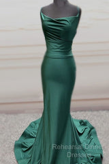 Sexy Open Back Mermaid Bridesmaid Dresses Spaghetti Straps