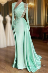 Sexy Semi Formal Prom Dresses Plus Size Arabic Aso Ebi Mermaid Semi Formal Prom Dresses Lace Beaded Illusion Satin Floor Length Party Evening Wear