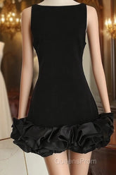 Sexy Sheath Black Satin Holiday Dress Travel Vacation Dress Short Birthday Dress