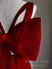 Sexy Sheath V Neckline Long Senior Red Semi Formal Prom Dress Formal Dress