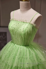 Short Green Semi Formal Prom Dresses, Short Green Graduation Homecoming Dresses