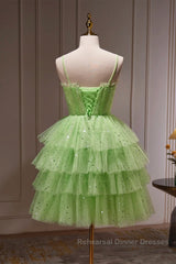 Short Green Semi Formal Prom Dresses, Short Green Graduation Homecoming Dresses