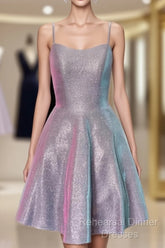 Short Iridescent Blue Glitter Dress