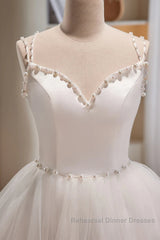 Short V Neck White Semi Formal Prom Dresses, Short V Neck White Formal Homecoming Dresses