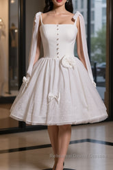 Short White Semi Formal Prom Dresses, Short White Formal Homecoming Dresses