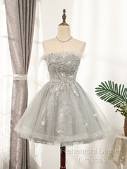 Silver Hoco Dress Short Homecoming Dresses