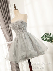 Silver Hoco Dress Short Homecoming Dresses