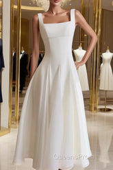 Simple A-Line Chiffon Short Ivory Evening Prom Dress, Simple Ivory Bridesmaid Dress