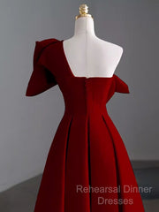 Simple A Line Strapless Red Floor Length Semi Formal Prom Dress