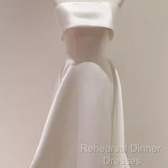 Simple A Line Strapless Satin Ivory Wedding Dresses