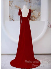 Simple A Line Straps Long Red Semi Formal Prom Dress Evening Dress
