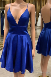 Simple A Line V Neck Short Semi Formal Prom Dresses, V Neck Short Semi Formal Prom Homecoming Dresses