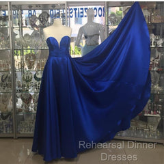 Simple Design Sweetheart Long Satin Semi Formal Prom Dresses