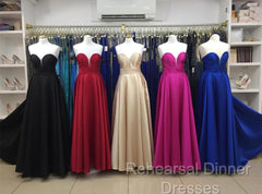 Simple Design Sweetheart Long Satin Semi Formal Prom Dresses