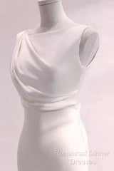 Simple Mermaid Satin White Long Wedding Dresses Brides Dress