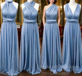 Simple Multiway Infinity Dusty Blue Bridesmaid Dress For Weddings