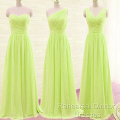 Simple Pleated Chiffon Bridesmaid Dresses Mixed Style