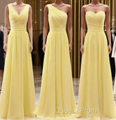 Simple Pleated Chiffon Bridesmaid Dress Mixed Style