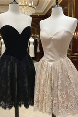 Simple Sweetheart Lace Short Semi Formal Prom Dress, Cute Homecoming Dress