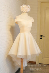 Simple Sweetheart Off Shoulder High Low Party Dress Homecoming Dress, Short Semi Formal Prom Dresses