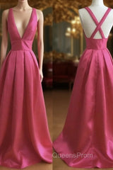 Simple V Neck Long Evening Prom Dress, Evening Dress, Evening Dress
