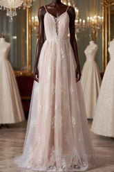 Spaghetti Strap Ruffle Lace A-line Wedding Dresses